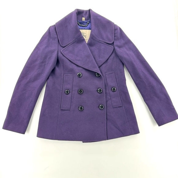 Burberry Jackets & Blazers - Burberry eggplant Wool cashmere Blend Double-Breasted Peacoat sz4